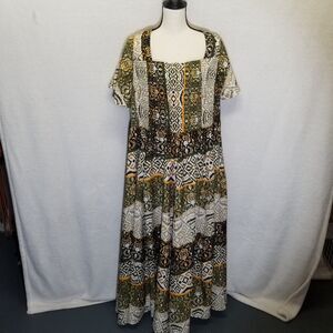 Cato EST 1946 22/24W Dress Maxi Ikat Smocked Top Whimsical Cottagecore Gremlin